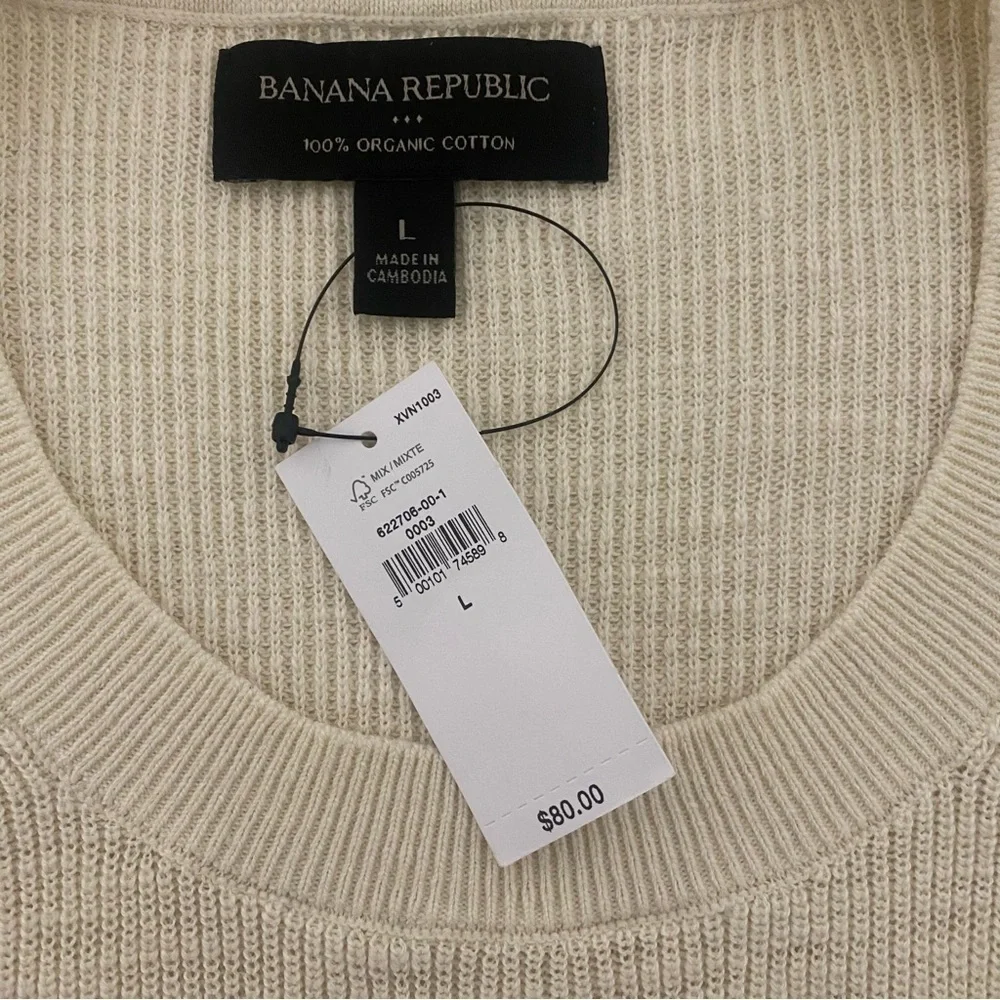 BANANA REPUBLIC MENS 100% ORGANIC COTTON CREW-NECK SWEATER SIZE LARGE NWT